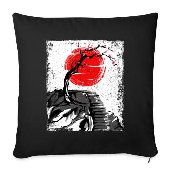 Haruno Japanese Cherry Blossom Illustration Japan - Sofa pillowcase 17,3'' x 17,3'' (45 x 45 cm) - black - Front