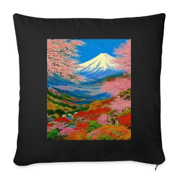 Haruno Japanese Cherry Blossom Illustration Japan - Sofa pillowcase 17,3'' x 17,3'' (45 x 45 cm) - black - Front