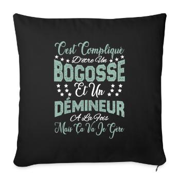 c'est compliqué d'être un Bogosse et un Démineur. - Housse de coussin décorative 45 x 45 cm - noir - Devant