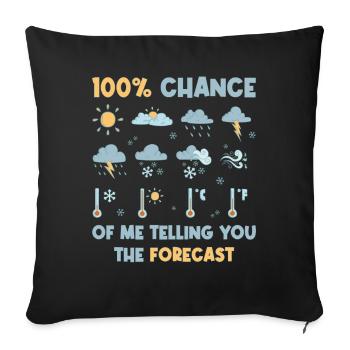 100 Percent Chance Forecast Meteorology Gift - Sofa pillowcase 17,3'' x 17,3'' (45 x 45 cm) - black - Front