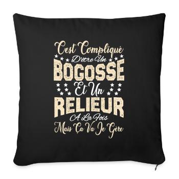 c'est compliqué d'être un Bogosse et un Relieur. - Housse de coussin décorative 45 x 45 cm - noir - Devant