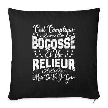 c'est compliqué d'être un Bogosse et un Relieur. - Housse de coussin décorative 45 x 45 cm - noir - Devant
