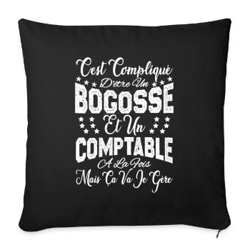c'est compliqué d'être un Bogosse et un Comptable. - Housse de coussin décorative 45 x 45 cm - noir - Devant