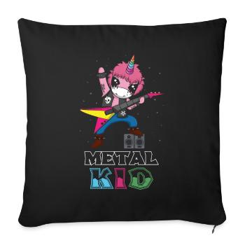 Rocker Licorne Guitare Métal Kid Musique Heavy Rock - Housse de coussin décorative 45 x 45 cm - noir - Devant