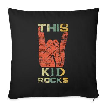 Vintage Rock Sign Rock Hand Metal Kid - Sofa pillowcase 17,3'' x 17,3'' (45 x 45 cm) - black - Front