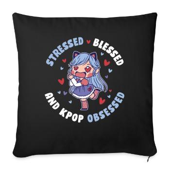 Stressé et obsédé par la Kpop Kpop Cadeau - Housse de coussin décorative 45 x 45 cm - noir - Devant