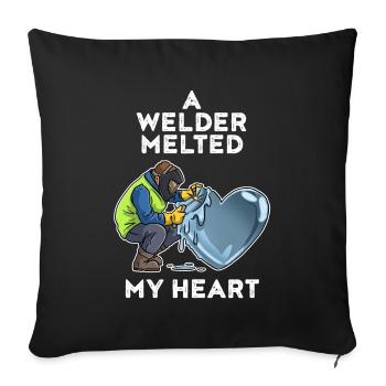 A Welder Melted My Heart Welder Gift - Sofa pillowcase 17,3'' x 17,3'' (45 x 45 cm) - black - Front