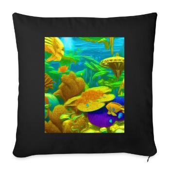 Illustration de récifs coralliens pour les amoureux de l’océan - Housse de coussin décorative 45 x 45 cm - noir - Devant