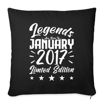 Naissance En Janvier 2017. Cadeau d'anniversaire. - Housse de coussin décorative 45 x 45 cm - noir - Devant