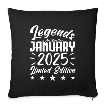 Naissance En Janvier 2025. Cadeau d'anniversaire. - Housse de coussin décorative 45 x 45 cm - noir - Devant