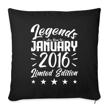 Naissance En Janvier 2016. Cadeau d'anniversaire. - Housse de coussin décorative 45 x 45 cm - noir - Devant