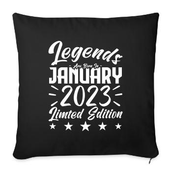 Naissance En Janvier 2023. Cadeau d'anniversaire. - Housse de coussin décorative 45 x 45 cm - noir - Devant