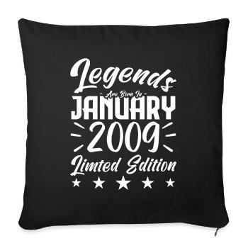 Naissance En Janvier 2009. Cadeau d'anniversaire. - Housse de coussin décorative 45 x 45 cm - noir - Devant