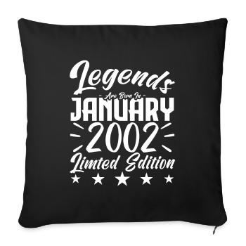 Naissance En Janvier 2002. Cadeau d'anniversaire. - Housse de coussin décorative 45 x 45 cm - noir - Devant