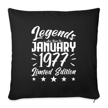 Naissance En Janvier 1977. Cadeau d'anniversaire. - Housse de coussin décorative 45 x 45 cm - noir - Devant