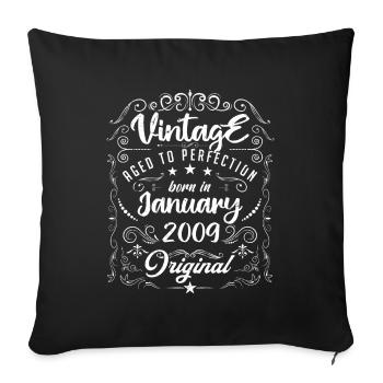 Vintage Born in January 2009 anniversary January - Sofa pillowcase 17,3'' x 17,3'' (45 x 45 cm) - black - Front