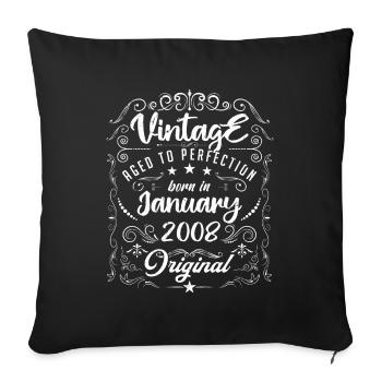 Vintage Born in January 2008 Anniversary January - Sofa pillowcase 17,3'' x 17,3'' (45 x 45 cm) - black - Front