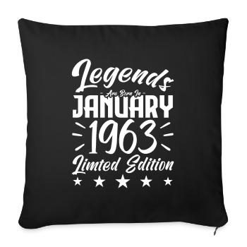 Naissance En Janvier 1963. Cadeau d'anniversaire. - Housse de coussin décorative 45 x 45 cm - noir - Devant