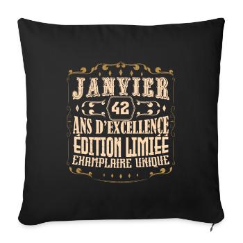 Vintage Janvier 42 ans. anniversaire janvier. - Housse de coussin décorative 45 x 45 cm - noir - Devant
