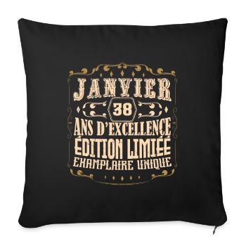 Vintage Janvier 38 ans. anniversaire janvier. - Housse de coussin décorative 45 x 45 cm - noir - Devant