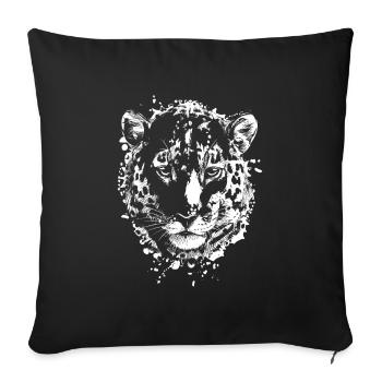 Snow leopard - Sofa pillowcase 17,3'' x 17,3'' (45 x 45 cm) - black - Front