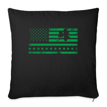 Amérique Drapeau américain Paddy Shamrock Saint Patricks - Housse de coussin décorative 45 x 45 cm - noir - Devant