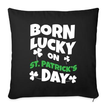 Birth Lucky Shamrock Clover Saint Patrick Day - Sofa pillowcase 17,3'' x 17,3'' (45 x 45 cm) - black - Front
