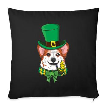 Cute Corgi Irish Happy Saint Patrick Day - Sofa pillowcase 17,3'' x 17,3'' (45 x 45 cm) - black - Front