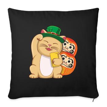 Lucky Luck Cat Happy Saint Patrick Day - Sofa pillowcase 17,3'' x 17,3'' (45 x 45 cm) - black - Front
