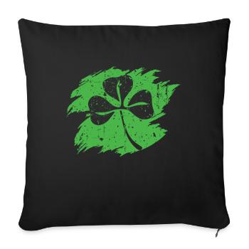 Kleeblatt Silhouette Glück Happy Saint Patrick Day - Sofakissenbezug 45 x 45 cm - Schwarz - Vorne