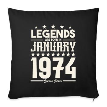 Cadeau Légende Janvier 1974. cadeau janvier 1974. - Housse de coussin décorative 45 x 45 cm - noir - Devant