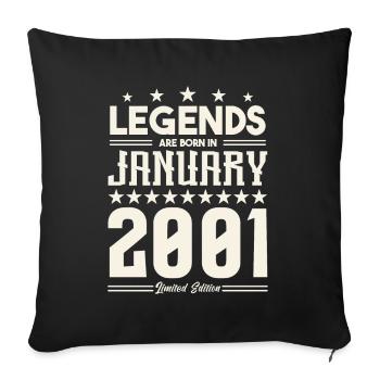 Gift legend January 2001. Gift January 2001. - Sofa pillowcase 17,3'' x 17,3'' (45 x 45 cm) - black - Front