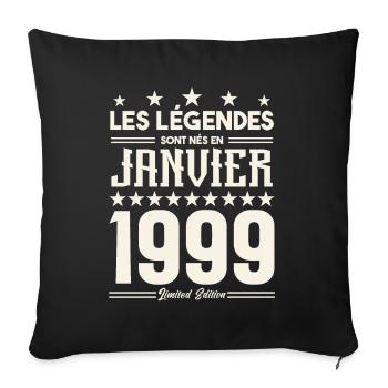 cadeau d'anniversaire janvier 1999. Janvier 1999. - Housse de coussin décorative 45 x 45 cm - noir - Devant
