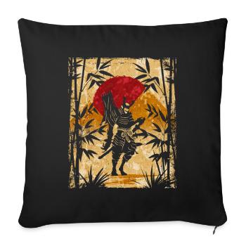 Samouraï Art Japonais Vintage Fighter Rétro - Housse de coussin décorative 45 x 45 cm - noir - Devant