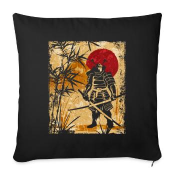 Samouraï Art Japonais Vintage Fighter Rétro - Housse de coussin décorative 45 x 45 cm - noir - Devant