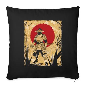 Samouraï Art Japonais Vintage Fighter Rétro - Housse de coussin décorative 45 x 45 cm - noir - Devant