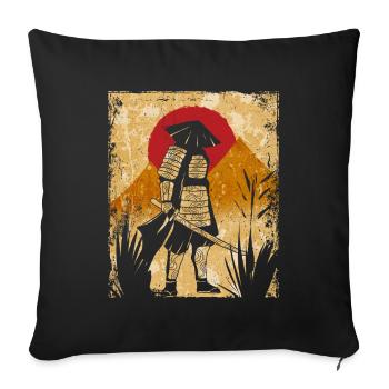 Samouraï Art Japonais Vintage Fighter Rétro - Housse de coussin décorative 45 x 45 cm - noir - Devant