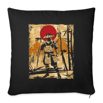 Samouraï Art Japonais Vintage Fighter Rétro - Housse de coussin décorative 45 x 45 cm - noir - Devant
