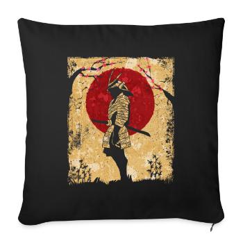 Samouraï Art Japonais Vintage Fighter Rétro - Housse de coussin décorative 45 x 45 cm - noir - Devant