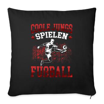 Coole Jungs spielen Fußball Fußballer Kicken - Sofakissenbezug 45 x 45 cm - Schwarz - Vorne