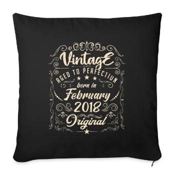 Vintage Born in February 2018 Anniversary February - Sofa pillowcase 17,3'' x 17,3'' (45 x 45 cm) - black - Front