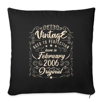Vintage Born in February 2006 Anniversary February - Sofa pillowcase 17,3'' x 17,3'' (45 x 45 cm) - black - Front