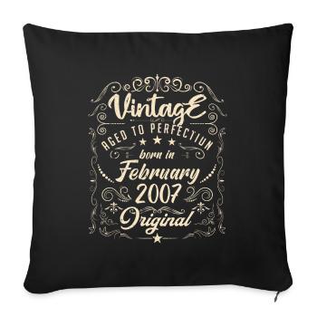Vintage Born in February 2007 Anniversary February - Sofa pillowcase 17,3'' x 17,3'' (45 x 45 cm) - black - Front