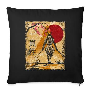 Samouraï Art Japonais Vintage Fighter Rétro - Housse de coussin décorative 45 x 45 cm - noir - Devant