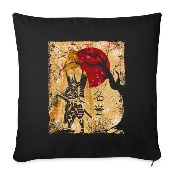 Samouraï Art Japonais Vintage Fighter Rétro - Housse de coussin décorative 45 x 45 cm - noir - Devant