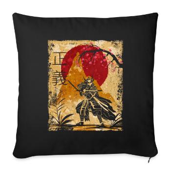Samouraï Art Japonais Vintage Fighter Rétro - Housse de coussin décorative 45 x 45 cm - noir - Devant