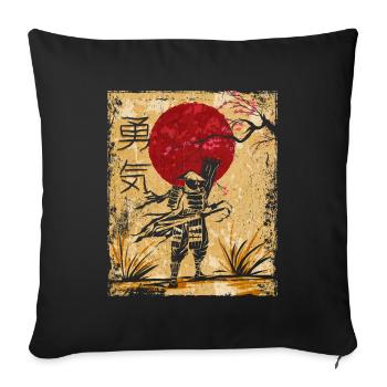 Samouraï Art Japonais Vintage Fighter Rétro - Housse de coussin décorative 45 x 45 cm - noir - Devant
