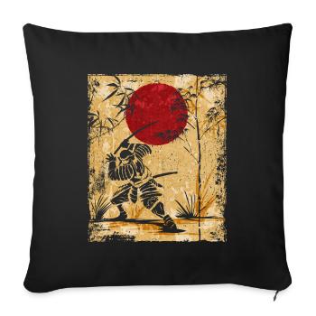 Samouraï Art Japonais Vintage Fighter Rétro - Housse de coussin décorative 45 x 45 cm - noir - Devant