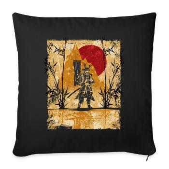 Samouraï Art Japonais Vintage Fighter Rétro - Housse de coussin décorative 45 x 45 cm - noir - Devant