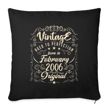 Vintage Born in February 2006 Anniversary February - Sofa pillowcase 17,3'' x 17,3'' (45 x 45 cm) - black - Front